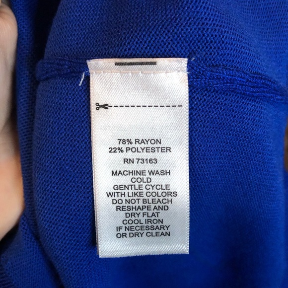 Cable & Gauge 3/4 Sleeve Blue Zipper Sweater Top - S - Picture 6 of 7